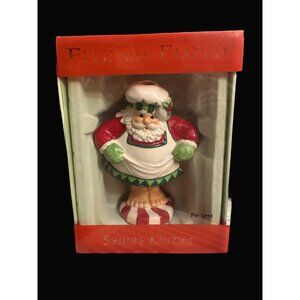 Fitz And Floyd Santas Kitchen Pie Vent Figurine Chef Hat & Apron Ceramic